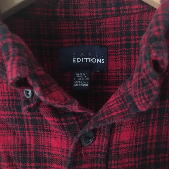 Red & Black Plaid Flannel 100% Cotton Shirt - Picture 3 of 6